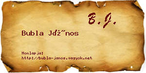 Bubla János névjegykártya