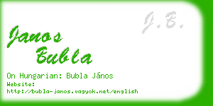 janos bubla business card